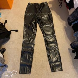 Black faux leather pants